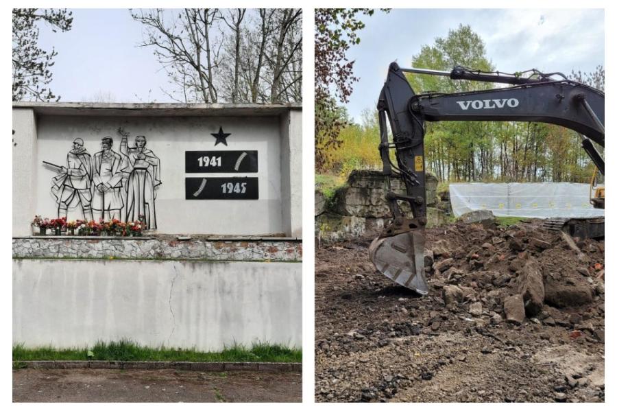 В Лиепае демонтировали памятник на Бульваре 14 ноября